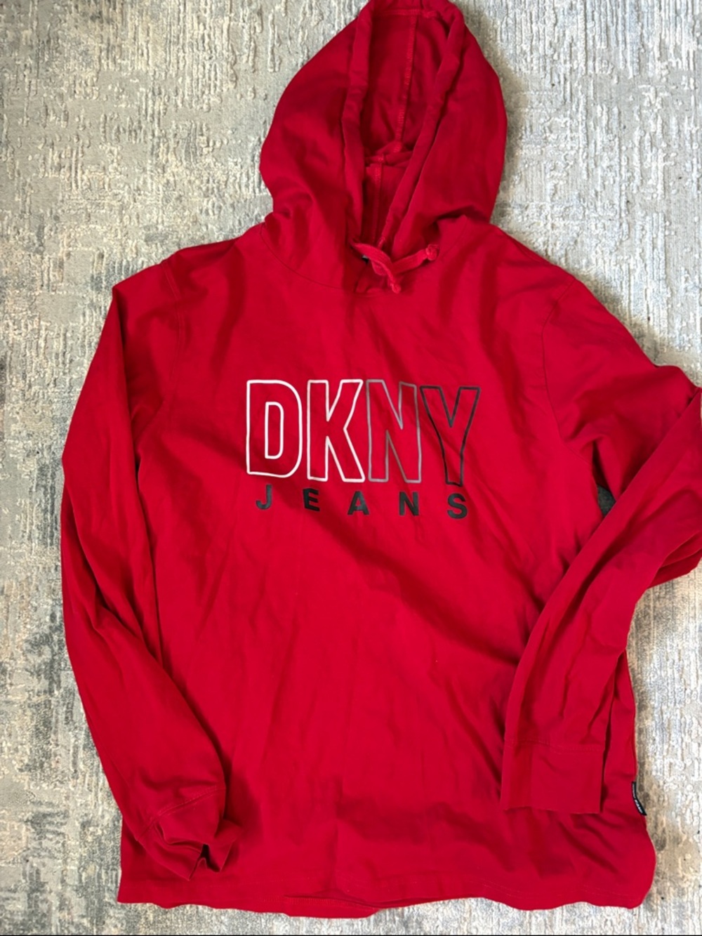 DKNY Red Pullover Hoodie with Logo - Picture 1 of 2